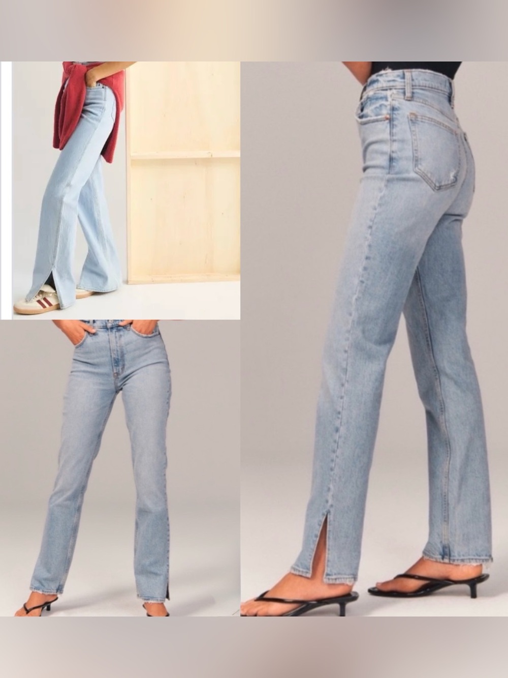 Abercrombie & Fitch 90s ultra high rise straight jeans side slit vented light 2
